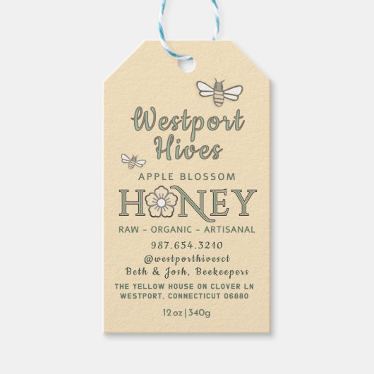 Cheery Honey label met gestileerde bloem & schatti Cadeaulabel (Voorkant)