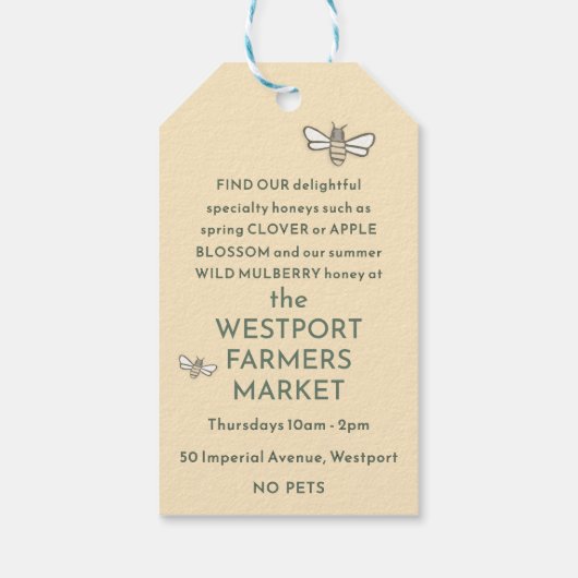 Cheery Honey label met gestileerde bloem & schatti Cadeaulabel (Achterkant)