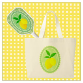 Cheery Retro Zonnige Gele Citroen Grote Tote Bag
