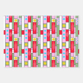 Cheery Vakantie cadeau wrap 3 pack Inpakpapier Vel (Voorkant)