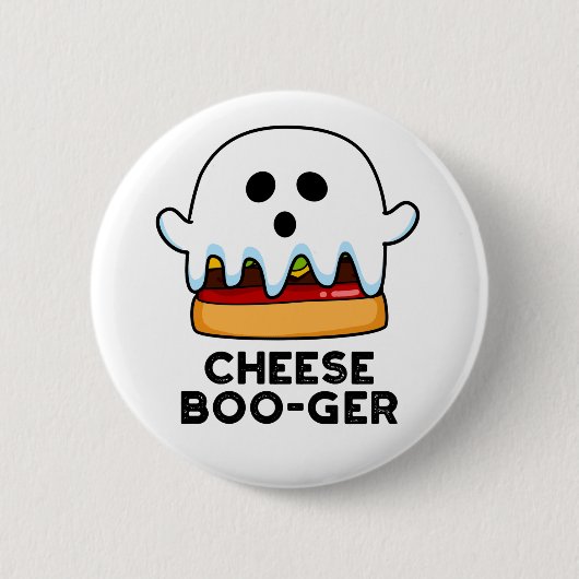 Cheese Boo-ger Funny Ghost Cheeseburger Pun Ronde Button 5,7 Cm (Voorkant)
