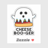 Cheese Boo-ger Funny Ghost Cheeseburger Pun Sticker (Vel)