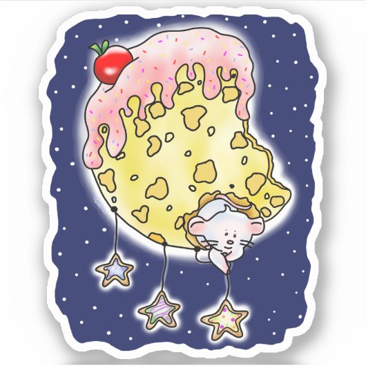 Cheese Moon & Mouse Hangende Suiker Cookie Sterren Sticker (Voorkant)