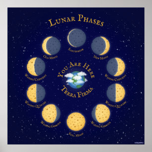 Cheese Moon Whimsical Lunar Phases Chart Poster