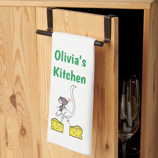 Cheese Ostrich Mouse Kitchen Hand Towel Theedoek (Derde Gevouwen)