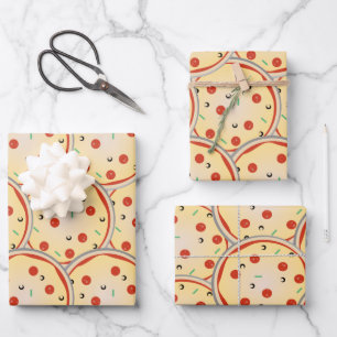 Cheese Pizza Pepperoni Meat Pie Pattern Inpakpapier Vel