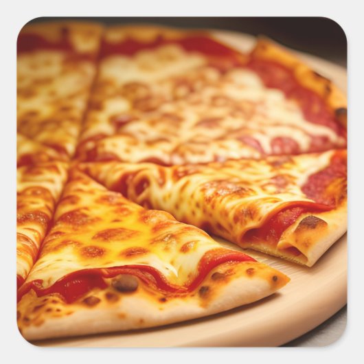 Cheese Pizza Vierkante Sticker (Voorkant)