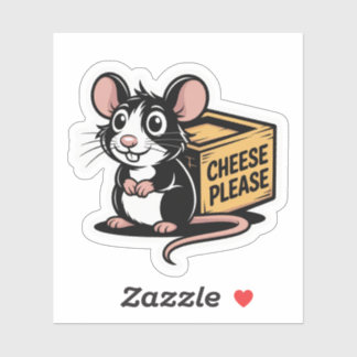 Cheese Please Rat Sticker - Speels & grillig