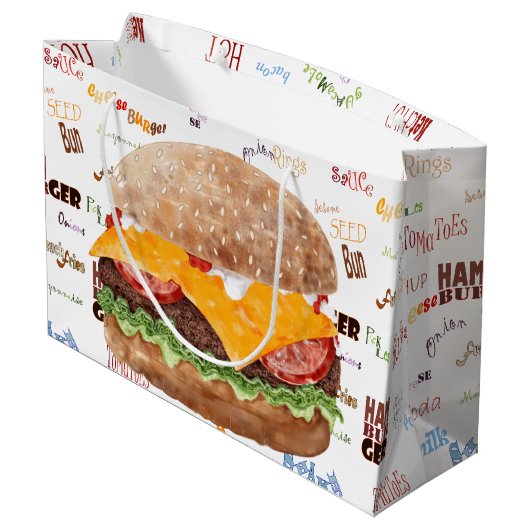 Cheeseburger BBQ Grill Fastfood Groot Cadeauzakje (Achterkant Gekanteld)