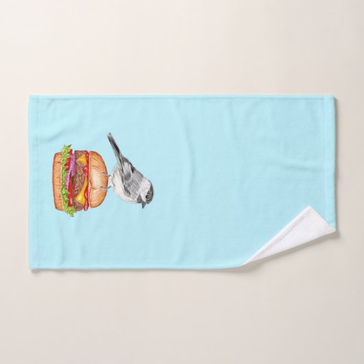 Cheeseburger Bird Black Capped Chickadee Aqua Bad Handdoek (Handdoek)
