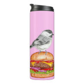 Cheeseburger Bird Black Capped Chickadee Pink Thermosbeker (Geroteerd rechts)