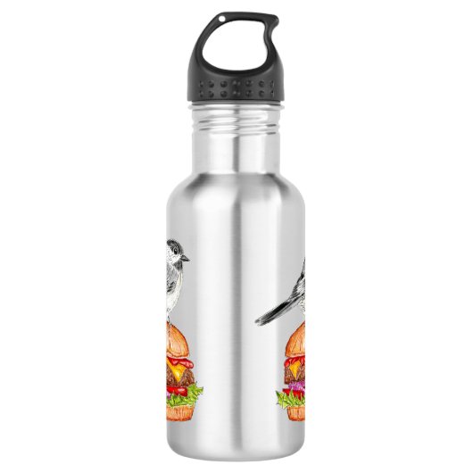 Cheeseburger Bird Black Capped Chickadee Waterfles (Voorkant)