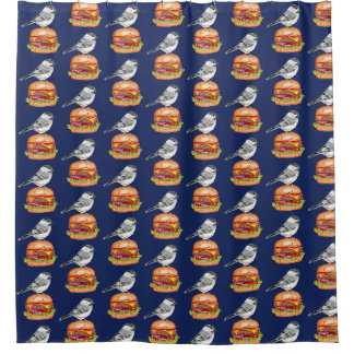 Cheeseburger Bird Chickadee Tahoe Douchegordijn