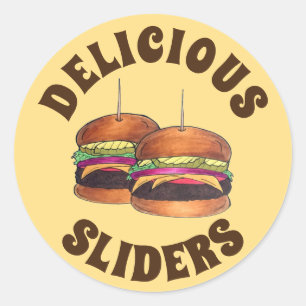 Cheeseburger Burger Hamburger Sliders Bar Food Ronde Sticker