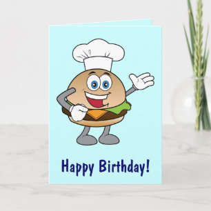 Cheeseburger Cartoon Happy Birthday Kaart