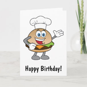 Cheeseburger Cartoon Happy Birthday Kaart