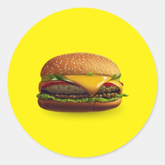 Cheeseburger Classic Round Sticker (Voorkant)