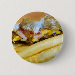 Cheeseburger en Fries Ronde Button 5,7 Cm