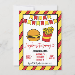 Cheeseburger en Fries Verjaardagsfeest Kaart