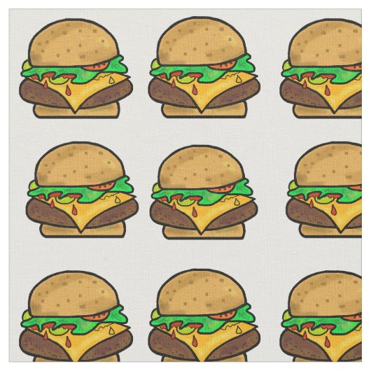 Cheeseburger Fabric Stof (Close Up)