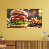 Cheeseburger & Fries Canvas Afdruk (Insitu (Woonkamer))