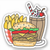 Cheeseburger Frites en Chocolade Milkshake Sticker (Voorkant)