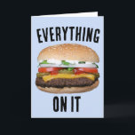CHEESEBURGER FUNNY HAMBURGER CARTE D'ANNIVERSAIRE<br><div class="desc">CARTE D'ANNIVERSAIRE CHEESEBURGER. TOUT Y EST. LITS INTÉRIEURS : ALLEZ SAUVAGE À VOTRE ANNIVERSAIRE</div>
