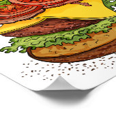 Cheeseburger Hamburger Burger Funny Food Poster (Hoek)