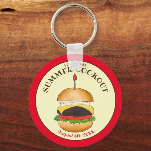 Cheeseburger hamburger burger picknick barbecue BB Sleutelhanger (Voorkant)