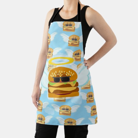 Cheeseburger Heaven Fun Flying Burger Art Schort (Insitu)
