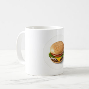Cheeseburger in een witte cirkel koffiemok