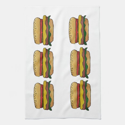 Cheeseburger Kitchen Towel Theedoek (Verticaal)
