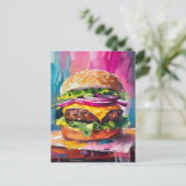 Cheeseburger Kleurrijke Moderne Abstracte Kunst Briefkaart (Staand voorkant)