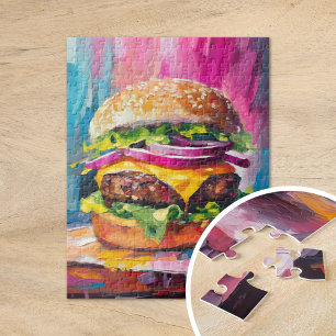 Cheeseburger Kleurrijke Moderne Abstracte Kunst Legpuzzel