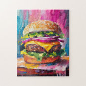 Cheeseburger Kleurrijke Moderne Abstracte Kunst Legpuzzel (Verticaal)