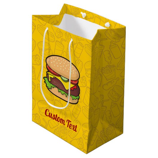 Cheeseburger Medium Gift Bag Cadeauzakje (Voorkant Gekanteld)