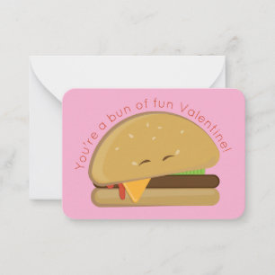 Cheeseburger Mini Valentijnskaart voor kinderen Ro Notitiekaartje