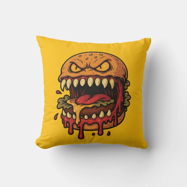 Cheeseburger Monster geel Kussen (Voorkant)