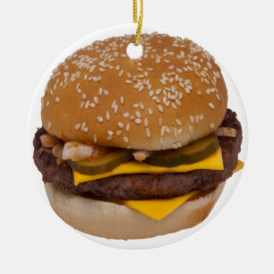 Cheeseburger op sesamzaad keramisch ornament