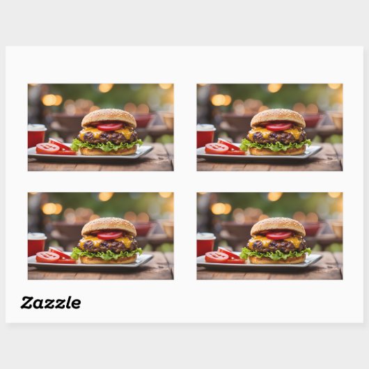 Cheeseburger Rechthoekige Sticker (Vel)