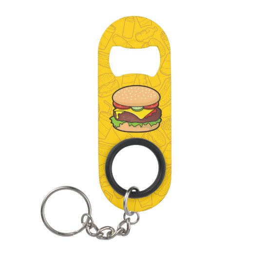 Cheeseburger Sleutelhanger Bottle Opener Mini Flessenopener (Voorkant)