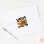 Cheeseburger Vierkante Sticker (Envelop)