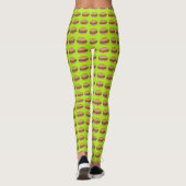 Cheeseburgers design op limoen achtergrond leggings (Achterkant)
