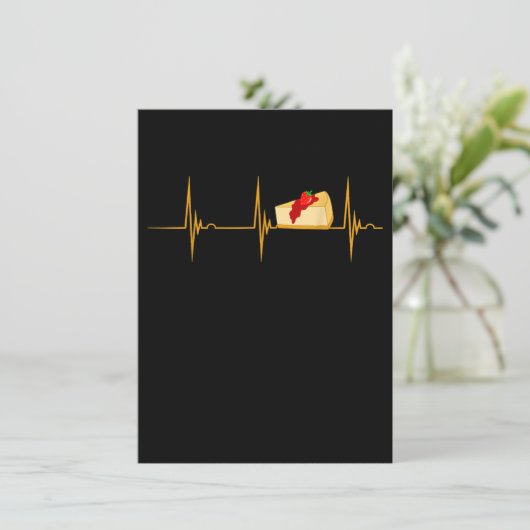 Cheesecake Dessert Cheese Cake Heartbeat Ekg Puls Kaart (Staand voorkant)