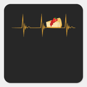 Cheesecake Dessert Cheese Cake Heartbeat Ekg Puls Vierkante Sticker