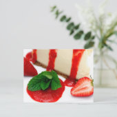 Cheesecake en aardbeien briefkaart (Staand voorkant)