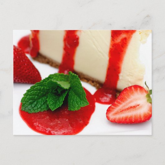 Cheesecake en aardbeien briefkaart (Voorkant)