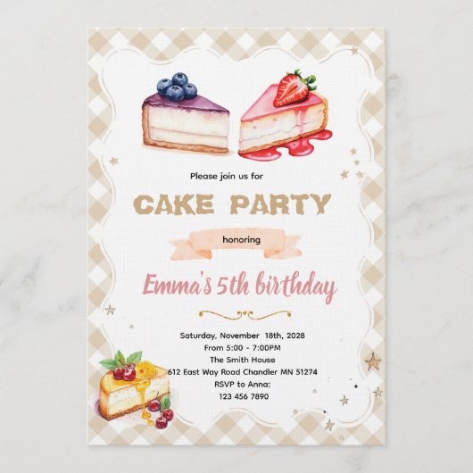 Cheesecake party invitation (Devant)