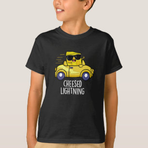 Cheesed Lightning Funny Cheese Pun Dark BG T-shirt
