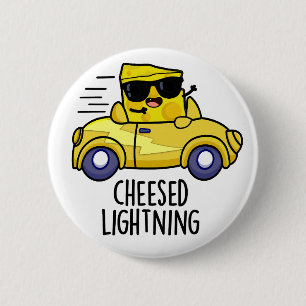 Cheesed Lightning Funny Cheese Pun Ronde Button 5,7 Cm